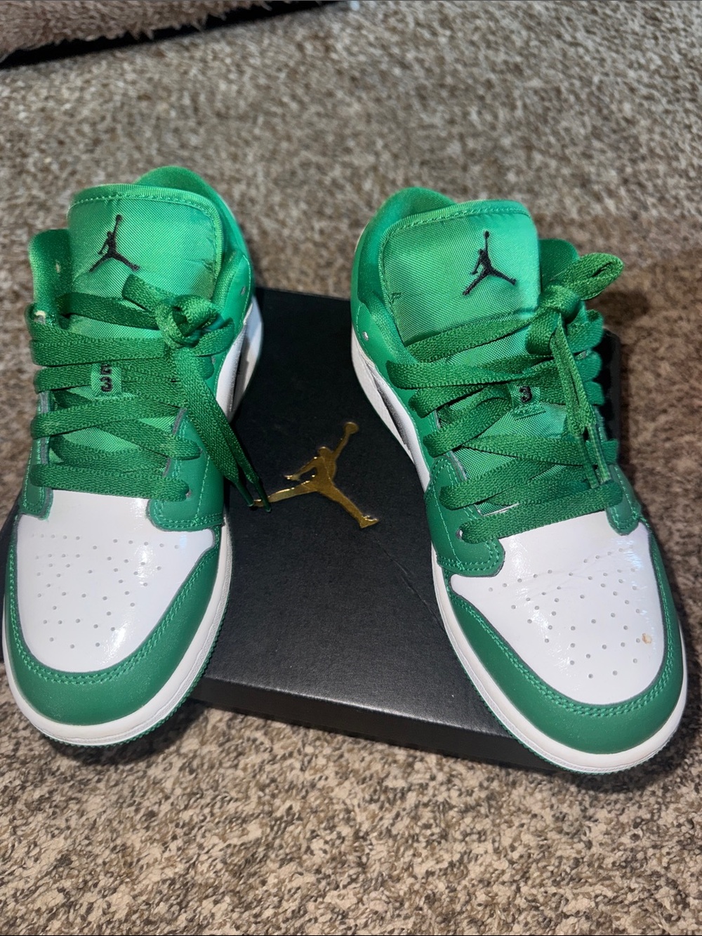 Jordan 1’s Low-Top Sneakers in Green and White